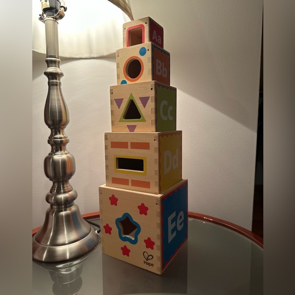 hape Toys Hape Wooden Toy Blocks Stacking Numbers Shapes Letters